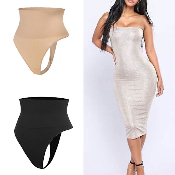 Højtaljet mavekontroltrusser Kvinder String-trusseformer Slankende Undertøj Butt Lifter Maveformende Cincher Brief Body Shaper Black L