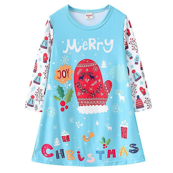Kjoler Jul Børn Piger Langærmet Poset T-shirt Kjole Jul Santa Lange Toppe No3249