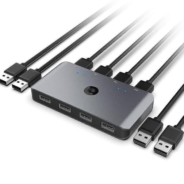 USB Datamaskinbrytervelger for 4 datamaskiner som deler 4 USB-enheter USB 2.0 Perifer KVM-bryteradapter