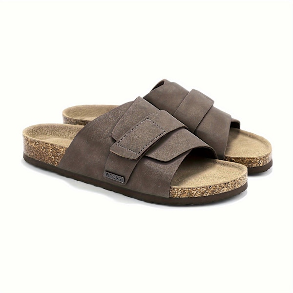 Nya modeller Herr Korkfotbädd Sandaler, Justerbara Tofflor för Sommar Brun Storlek 43-44