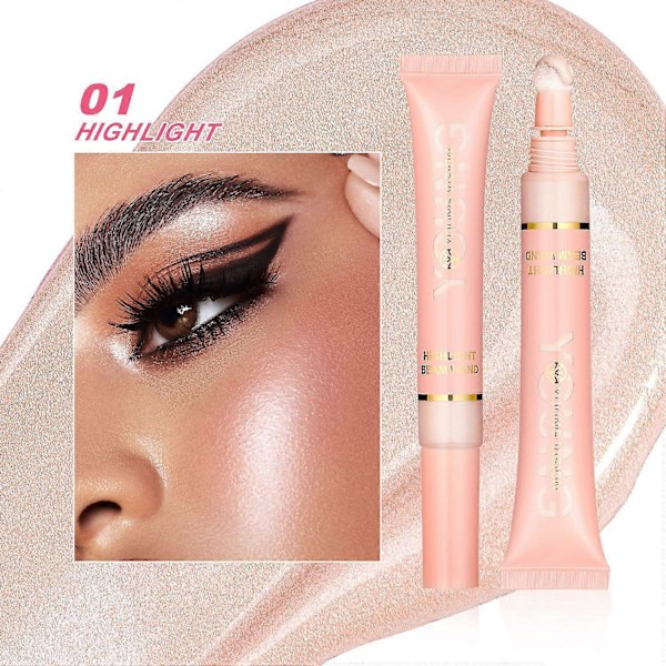 Bronzer/Blush/Flydende Highlighter Stick, 3 Stk. Kontur Makeup, Beauty Blush med Svamp, Blød og Holdbar Naturlig Mat Finish