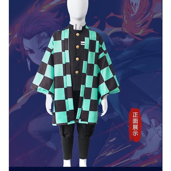 Demon Slayer Kimetsu No Yaiba Tanjirou Kamado Cosplay-asu Kimono Viitta Halloween Party Anime Vaatteet Set 110