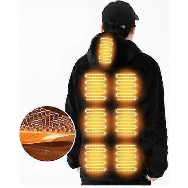 Opvarmet Hættetrøje til Mænd Kvinder, Elektrisk Unisex Sort Varme Pullover Sweatshirt