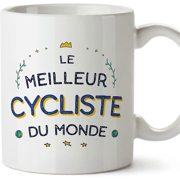 Cyklist Man Mugg på franska Meilleur du Monde Rolig Present till Kollegor Keramisk 33 cl Mugg Design 290