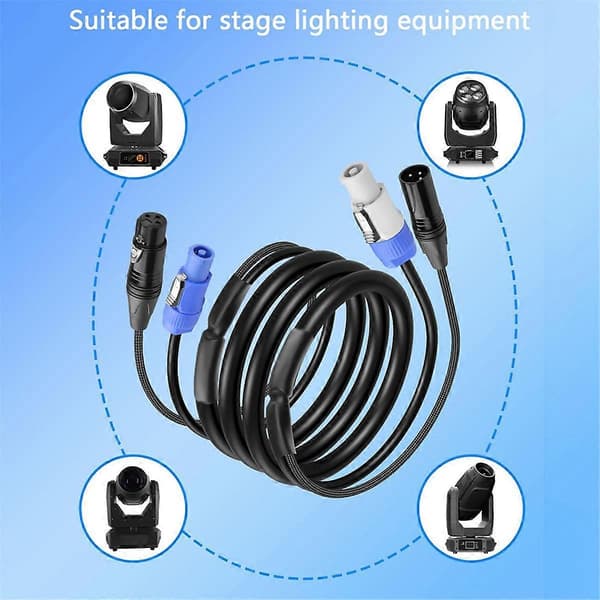 2 meter DMX512 Forlængerkabel, til Scenebelysning, Koncerter, Events