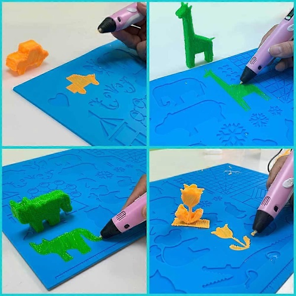 Malli 3D-kynälle, 3D-tulostuskynämalli, suuri silikonimatto 3D-tulostukseen, monimuotoinen eläinkuvioinen piirustusmatto 3D-tulostukseen, taitettava 2 sormella
