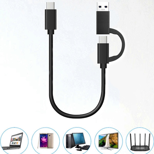 USB til USB C Kabel 2 i 1 USB3.0 USB A/C til C Hurtiglading 10Gbps Datasynkronisering