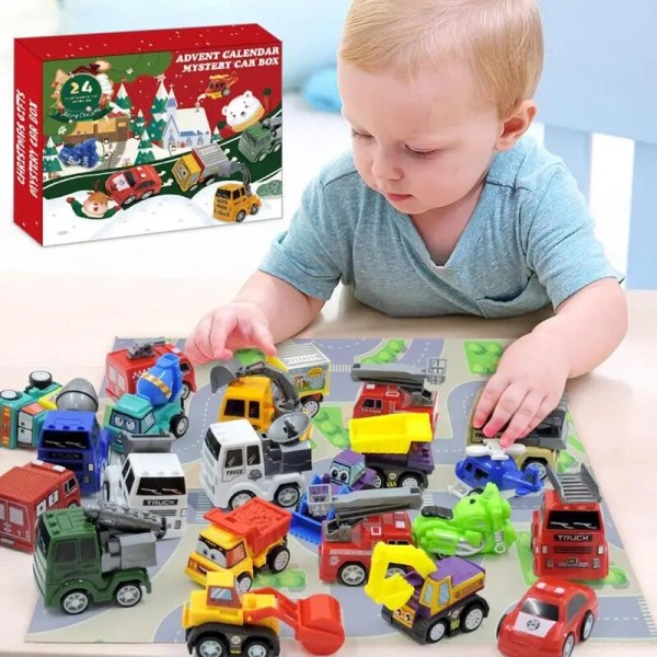 24 dages adventskalender Børnelastbil Bil Julenedtællingskalender Adventskøretøj Drengelegetøj 2023 Børnelegetøj Adventskalender Type B