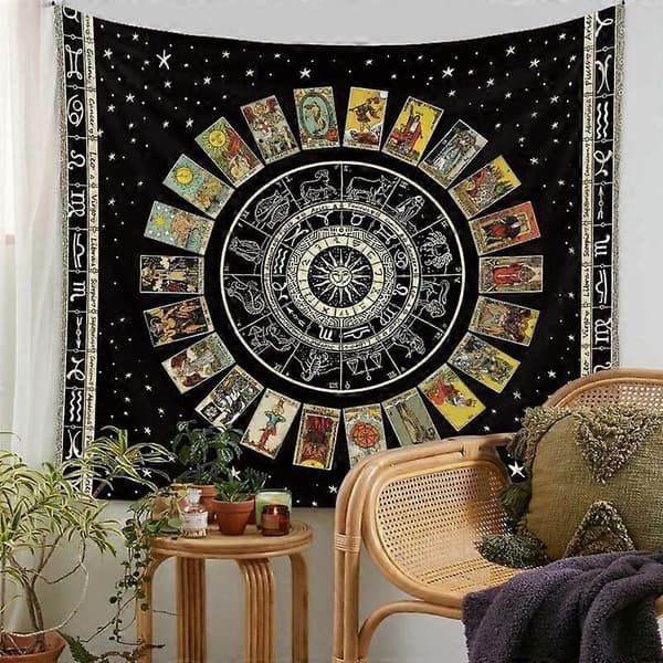-Tarot Divination Väggbonad - Abstrakt Konst - Psykedelisk Väggdekor för Sovrum, Vardagsrum, Studentrum