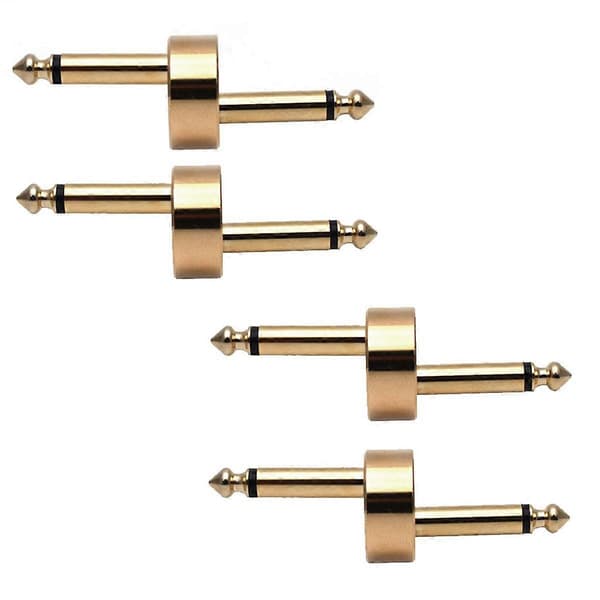 4 stk. Guitar Effekt Pedal Jack Stik Forbindelsesstik Metal Loddeforbindelse Kobler Crank Jumper Patch
