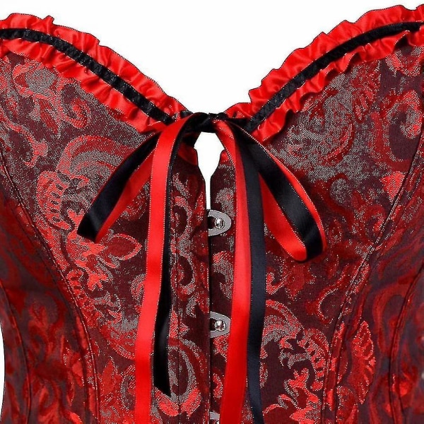 Tflycq Sexiga Korsetter Klänningar För Kvinnor Plus Size Kostym Overbust Burlesk Korsett Och Mini Kjol Set Tutu Corselet dark red 7XL