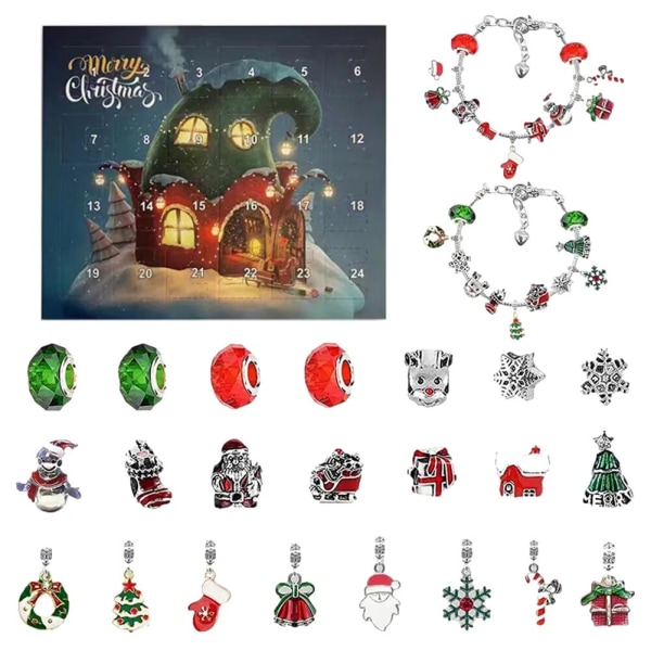 Jule-adventskalender Smykkegaveæske 24 dages dejlige smykker Ankomstkalender Blindæske Nyhedsoverraskelsesgave style 2