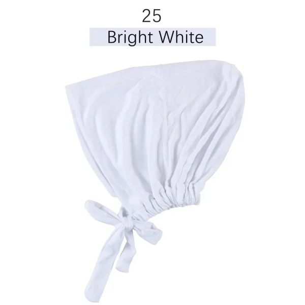Jersey Pehmeä Modaali Muslimi Turbaani Hattu Sisä Hijab Lippalakit Islamilainen alushuivi Kupu Intialainen Hattu Nainen Päähine Turbante Mujer Bright White