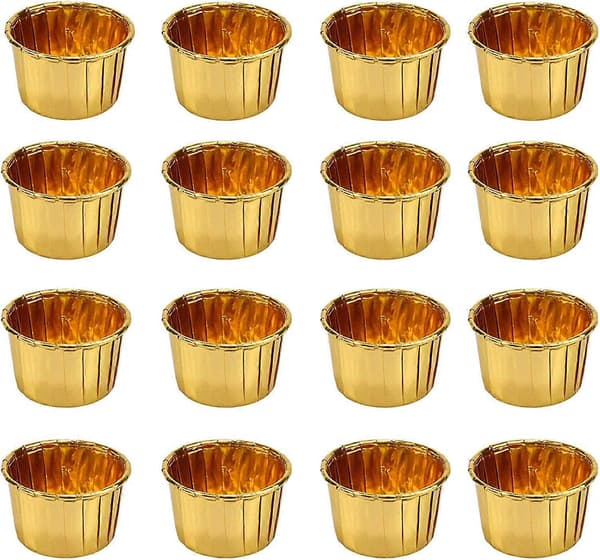 50 stk. bageforme, folie metalliske cupcake-forme (guld)
