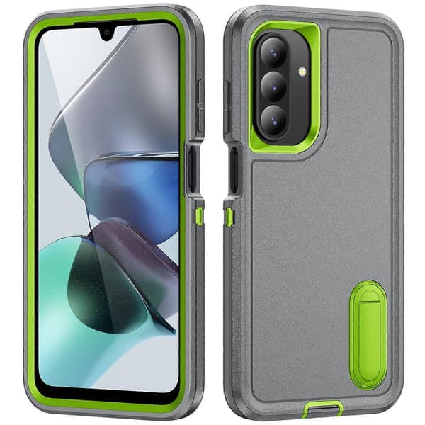 Til Samsung Galaxy A26 5G Deksel Støtteben Telefondeksel PC + Silikon + EVA 3-i-1 Design Multicolor Grey + Green