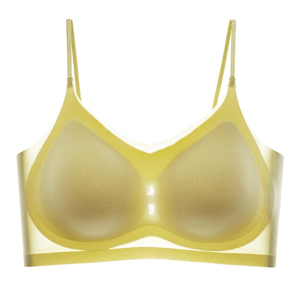 Kvinder Comfy Ultra Tynd Ice Silk Comfort åndbar BH Lifting BH Plus Size Light Yellow L
