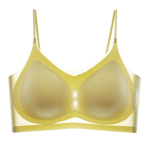 Kvinner Comfy Ultra Thin Ice Silk Comfort Pustende BH Lifting BH Plus Size Light Yellow L