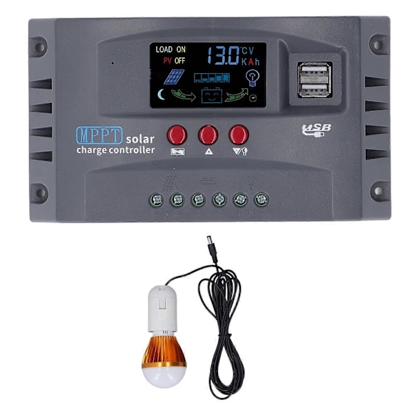Solar Charge Controller med Lys LCD MPPT Overstrømsbeskyttelse Solar Charge Controller 12V 24V 2