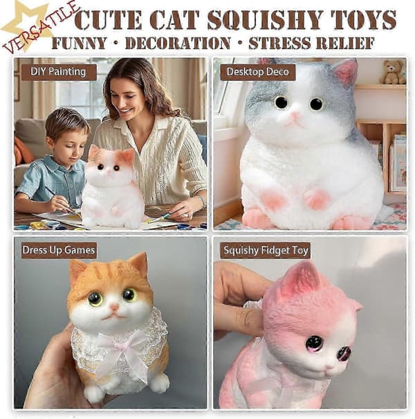 Stor Taba Kat, Håndlavede Store Kat Taba Squishy Legetøj, Stresslindring, Sjove, Søde Bløde Kat Squishy Stresslegetøj Gaver D