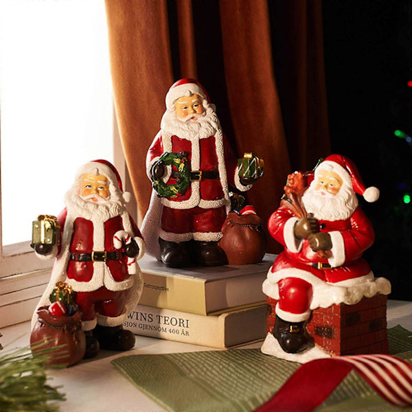 Dekorativ Santa Figur, der Holder Gaver, Lille Figur, Harpiks Skulptur, Indendørs og Udendørs Julepynt