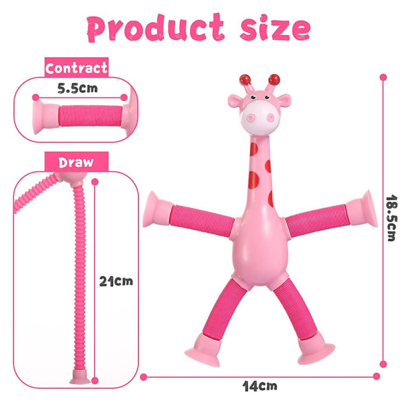 1/4 st teleskopisk sugkopp Giraffleksaker med ljus, poprör Barn Sensoriska Fantasifulla leksaker Kreativa inlärningsleksaker Pink 4pcs