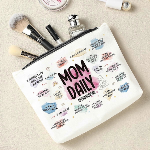 Mom Daily Makeup Taske Kosmetiktaske, Mor Gaver, Moder Gaver, Bedste Mor Gaver Ting, Inspirerende Gaver til Kvinder, Mental Sundhed Gaver, Positiv Bekræftelse