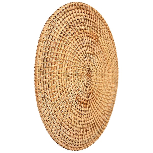 Handvävda Placemats i Rotting, Runda Bordsunderlägg i Korg, Naturliga Vävd Placemats för Matbord, Värmebeständiga