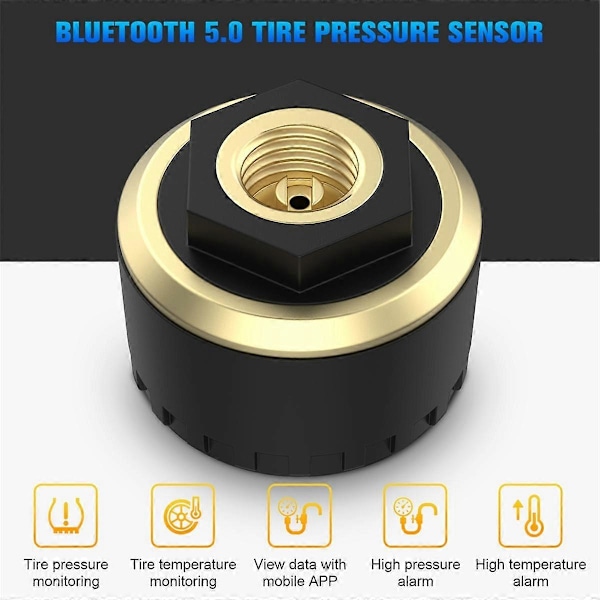Bil TPMS Dæktryksovervågningssystem Bluetooth 5.0 Mobiltelefon Display Bildæk Tryksensor til LOS Android