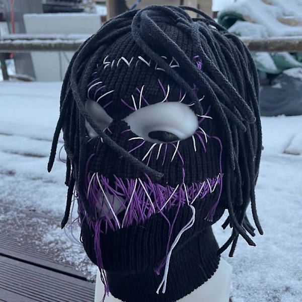 Miehet Halloween Balaclava Pelottava Naiset Neulottu Huppu Neulottu Hattu Juhla Moottoripyörä Polkupyörä Hiihto Pyöräily Hienot Pääkallon naamarit 3 white  black