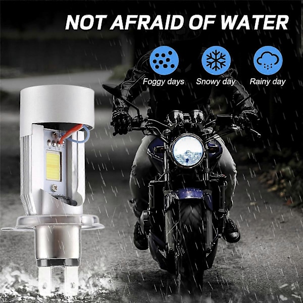 H4 LED Forlygtepære Motorcykel Hi/Lo Beam med Angel Eye Kørelys 25W 3000LM Super Br