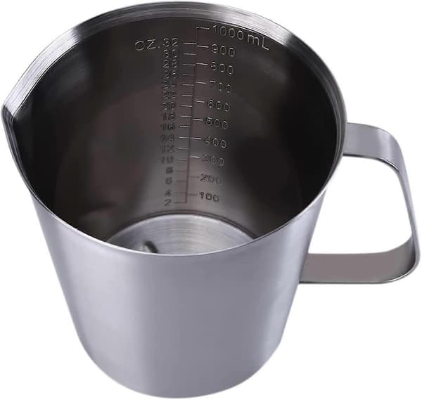 Målekop i rustfrit stål Køkkentilbehør Målekop til mælk kaffe (sølv 500ml) (d-f-4) 1000Ml