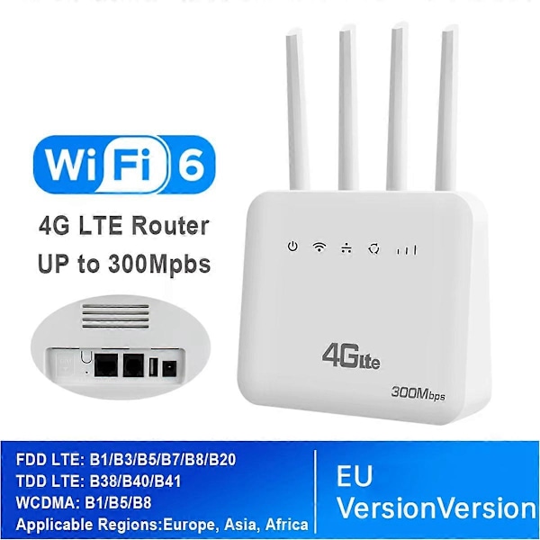4G CPE Router WiFi 6 LTE Router med SIM-kort Slot WiFi Modem 300Mbps