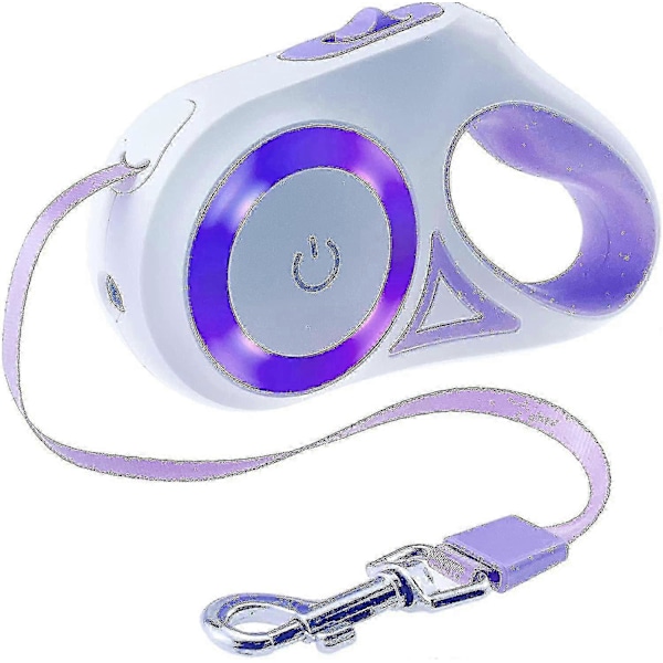Uttrekkbart hundebånd med LED-lommelykt, gåbånd for valper og små/mellomstore hunder, enhånds brems og fri bevegelse