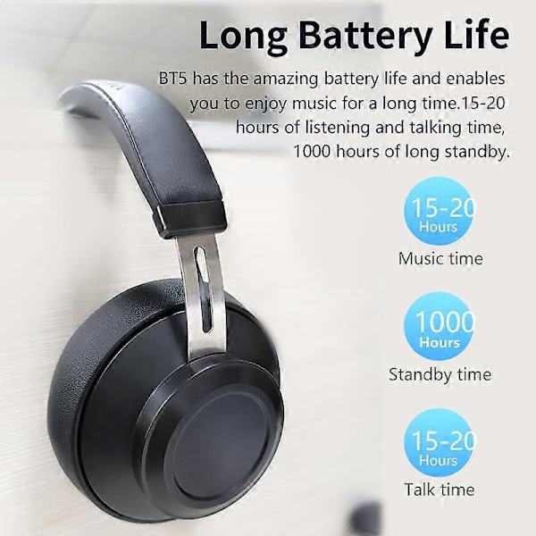 Bluedio BT5 trådløse hodetelefoner bluetooth headset kablet over øret sport headset 57mm driver 15-20 timer spilletid mikrofon for telefoner