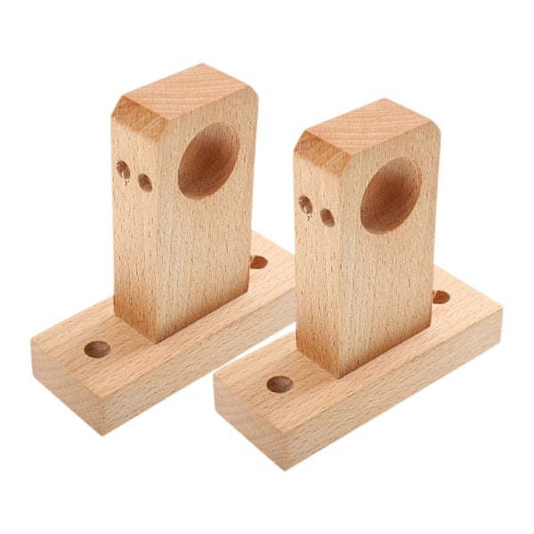 2 Stykker Træ Gardinerstang Holder Træ Endebeslag Garderobestang Holdere Kraftig Robust Tilbehør Hul Diameter 3cm/1.18\"