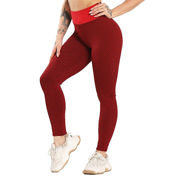 Tflycq Womens Stretch Yoga Leggings Fitness Löpgym Sport Full Längd Active Pants Red M