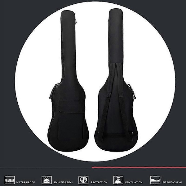 Elbas Gitarrväska Gig Bag Ryggsäck Vadderad Mjukt Fodral 5mm Vaddering Lättvikt Vattentät Ryggsäck
