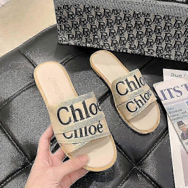 \"2024 Dame Lav Hæl Stoff Tøfler Designer Nye Sko Flate Sandaler Strandsko For Kvinner Tøfler Kvinner\"