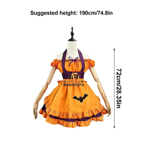 Broderet græskar Maid Outfit Anime Cosplay Broderet Kostume Fransk Maid Fancy Dress Sæt Halloween Fancy Dress Kostume Purple 5XL