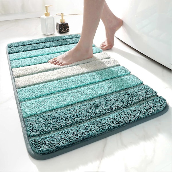 Halkfri Badrumsmatta, Extra Mjuk Badrumsmatta, Maskintvättbar, Vattenabsorberande, 50 x 80 cm, Himmelsk Cyan