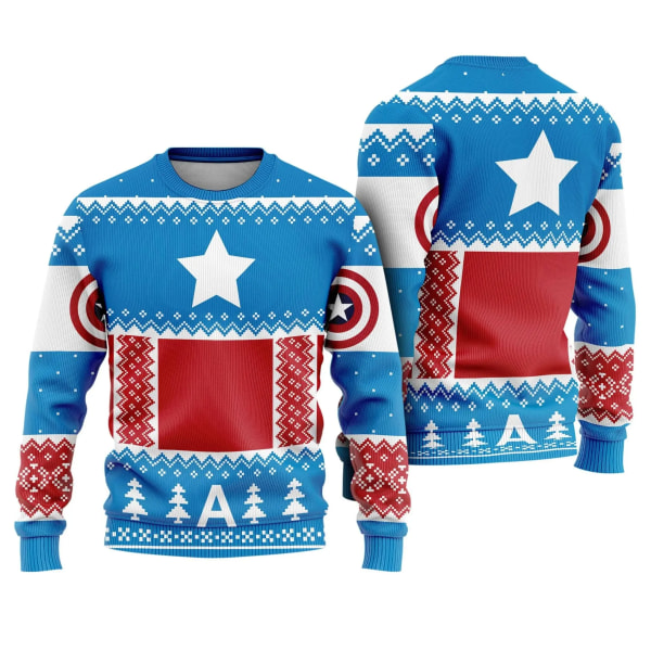 Merry Christmas Ugly Sweatshirt Captain America Sweater 3D Print Mønster Tøj Top 2024 Ny Efterår Vinter Mænd Kvinder Pullover style 7 S