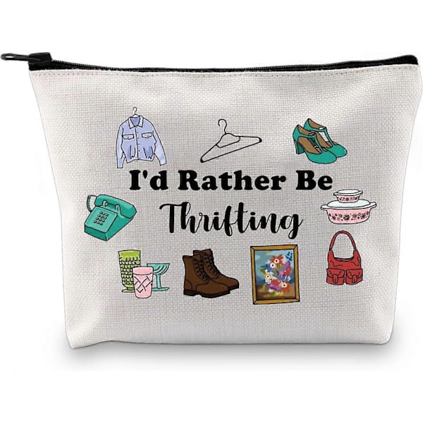 Thrifter-present Jag Vill Hellre Loppisfynda Sminkväska Thrifting Mama Kosmetikväska Loppisälskare Present (Jag Vill Hellre Loppisfynda)