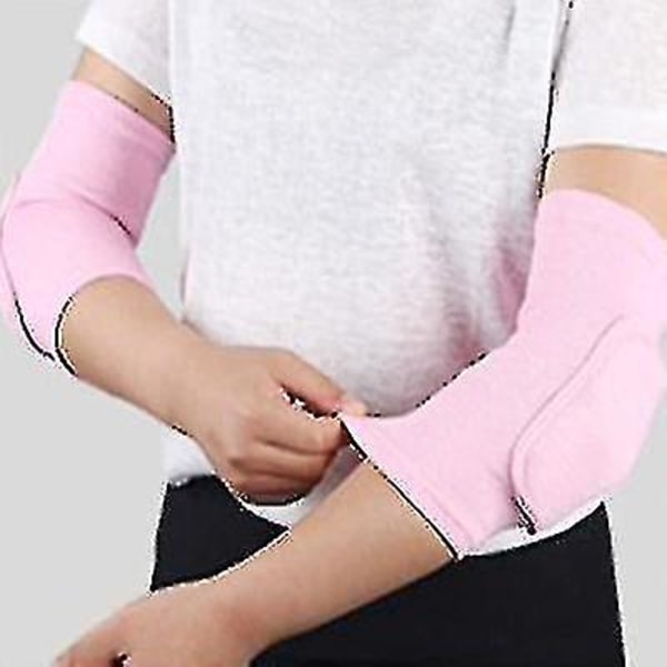 Elastiske albuebeskyttere Fortykket svamp Albue Knæbeskyttere Beskytter Basketball Volleyball Sport Arm Ærmepude Voksne Børn 2pcs pink XS