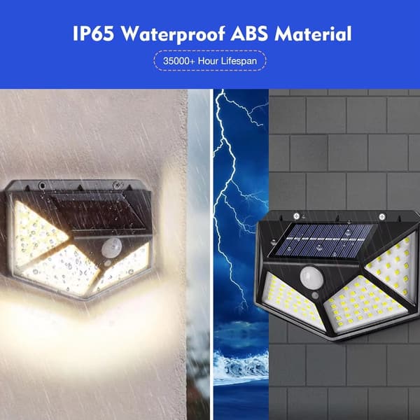 4-pakks Solcellelys for Utendørs med Bevegelsessensor 100 LED 3 Moduser Vanntette Lys