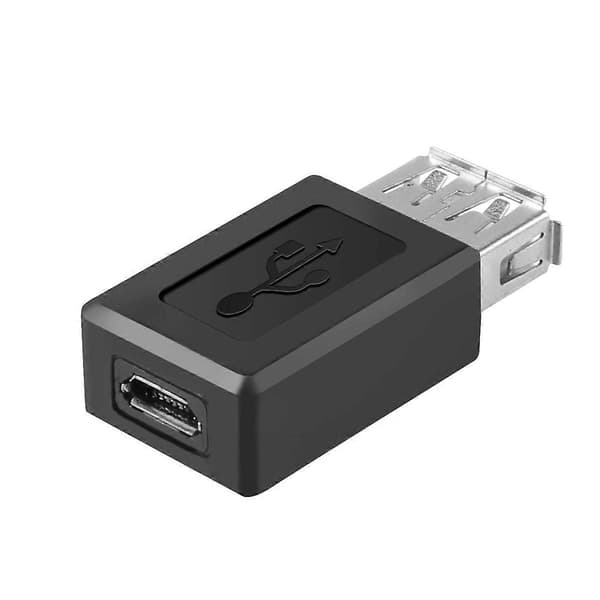 Svart USB 2.0 Typ A Hona till Micro-USB B Hona Adapterkontakt