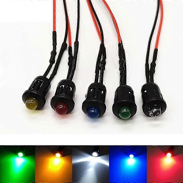 10 stk. 5mm LED Lys Lampe Emitting Dioder 20cm Pære LED-er Ferdigkablet For DIY Hjem Dekorasjon Bil Retrofit 3 5 9 12 24 36 48 110 220V