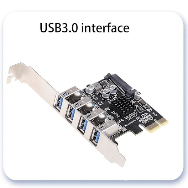 Pcie Usb 3.0-kort 4 Portar Express Till Usb Expansionskort Kompatibelt För Windows 10/8/7/xp