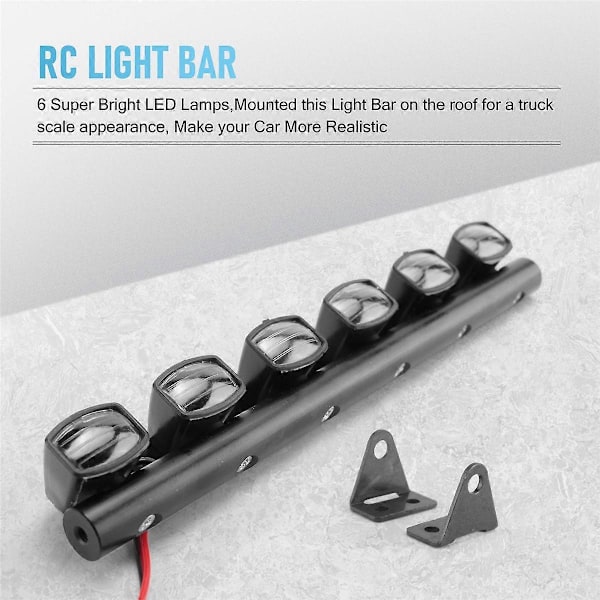 RC Bil Lysstangsett 6 LED-er Karosseri Taklys for 1/10 RC Crawler Bil Lastebil Tilbehør