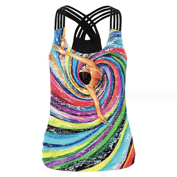 Dame tanktop Halloween 3d Horror Ugly Print Cross Skulderstrop Nyhed Rundhalset Vest Tee style 6 M
