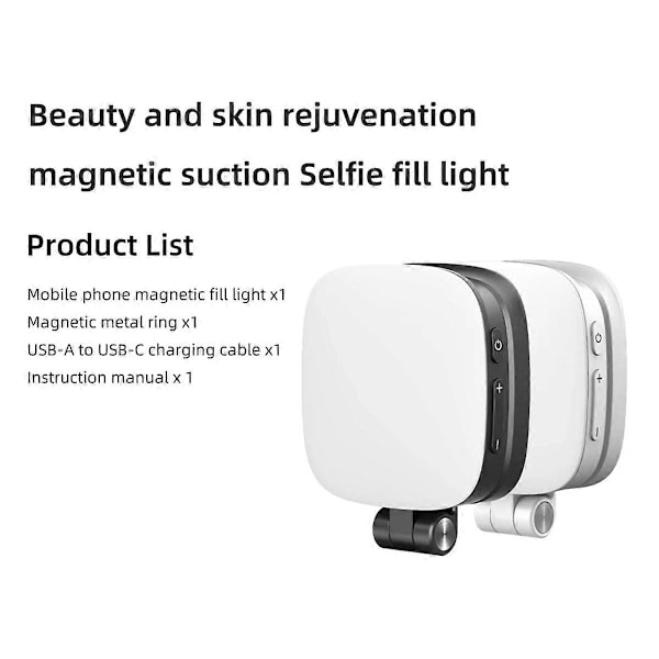 Magnetisk udfyldningslys til liveudsendelse, mobiltelefon ringlys, sort
